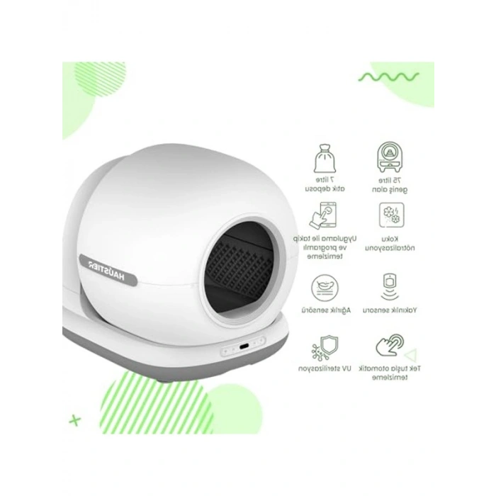 75lt Akıllı Kedi Tuvaleti, Uzaktan Kontrol ve 45 Adet Çöp Torbası