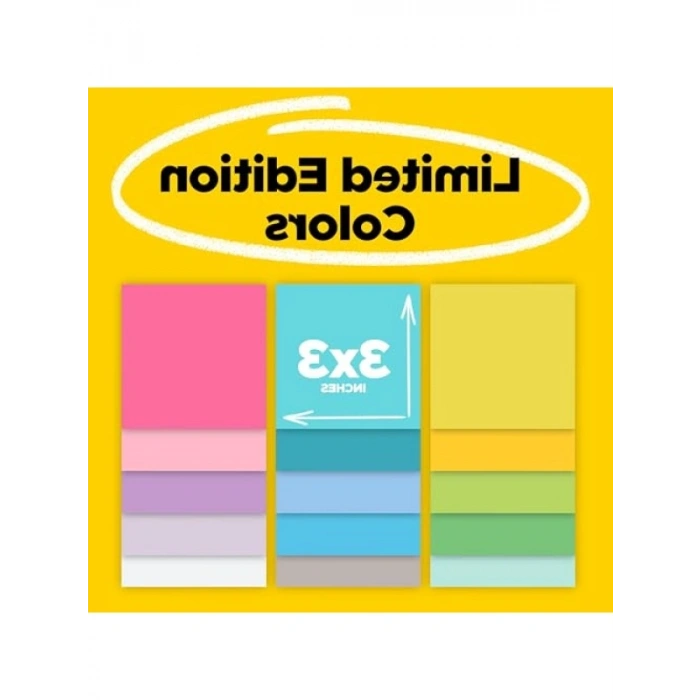 7,62 cm x 7,62 cm Süper Yapışkan Not Seti, 15 Ped/Paket