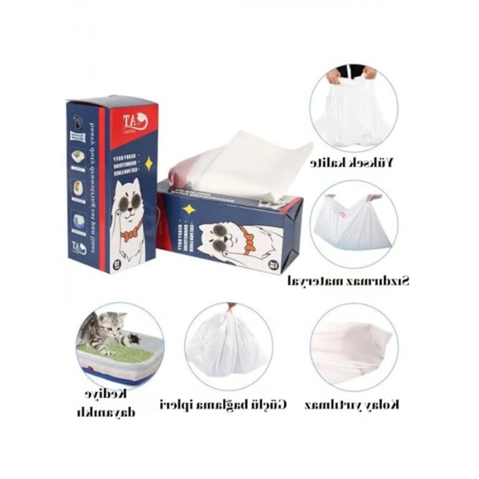 78 x 43 cm Boyutlarında Kedi Kumu Poşeti, 10 Adet