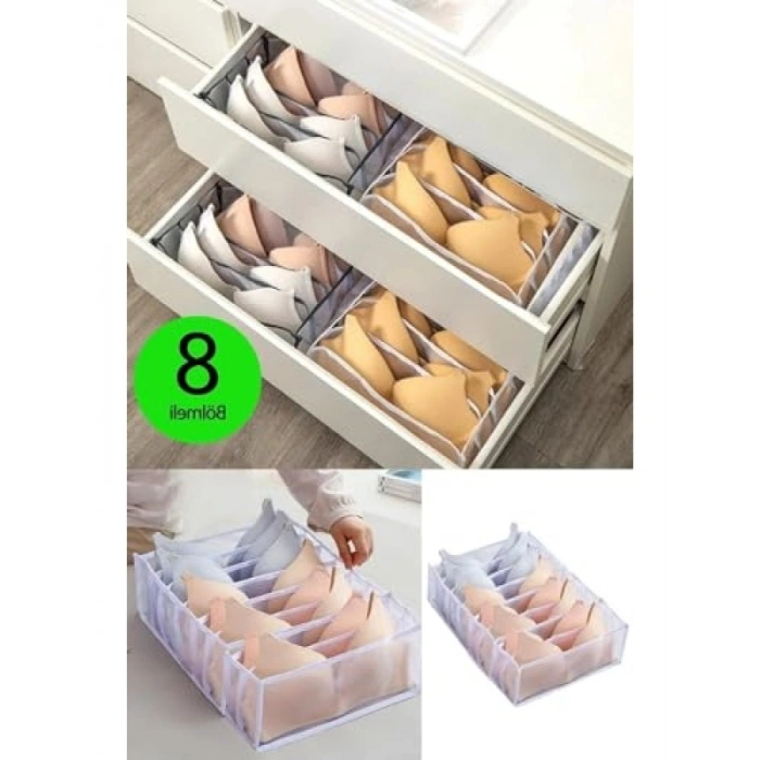 8 Bölmeli Şeffaf Sütyen Düzenleyici Organizer