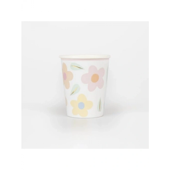 8li Çiçekli Bardak Seti - Eğlenceli ve Renkli