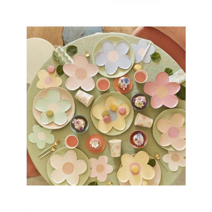 8li Çiçekli Bardak Seti - Eğlenceli ve Renkli