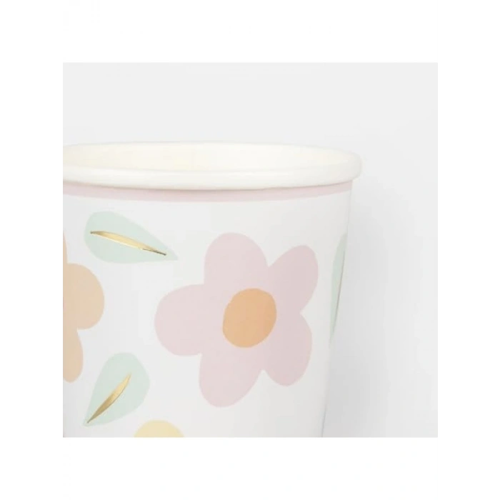 8li Çiçekli Bardak Seti - Eğlenceli ve Renkli