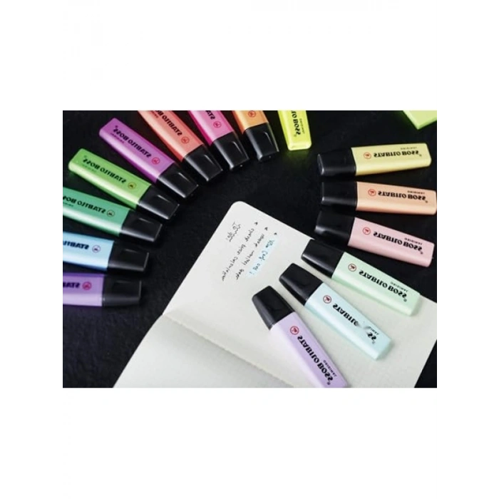 8li Fosforlu Kalem Seti, Pastel Renkler