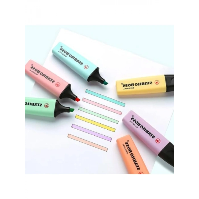 8li Fosforlu Kalem Seti, Pastel Renkler