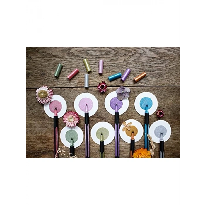 8li Metalik Mürekkepli Keçeli Kalem Seti, 1-2 mm