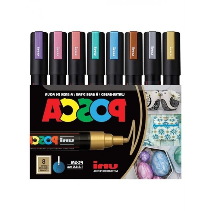 8li Metalik Renklerde Poster Markör Seti, PC-5M/8C