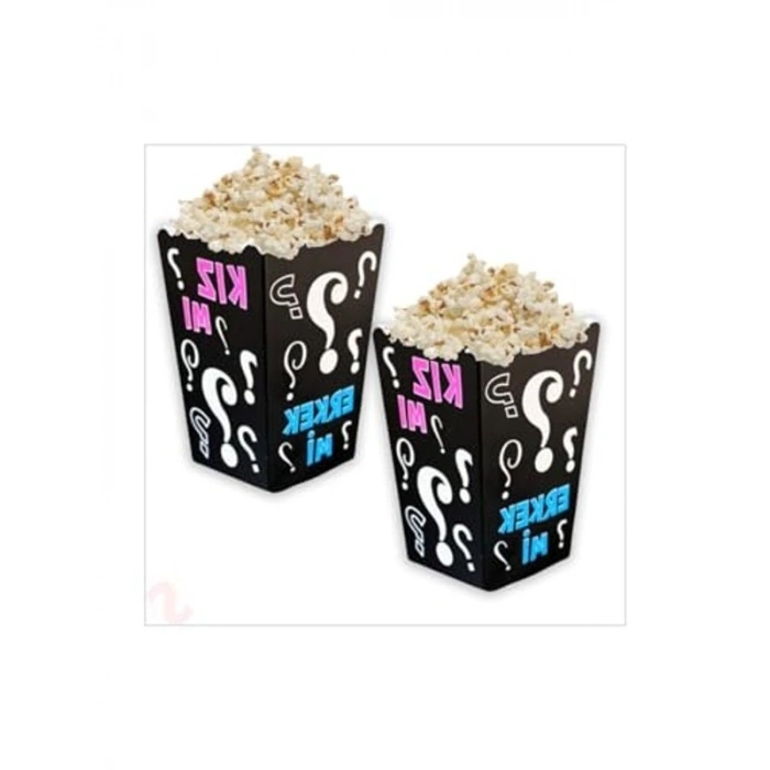 8li Popcorn Kutusu Seti, Baby Shower ve Cinsiyet Partisi İçin