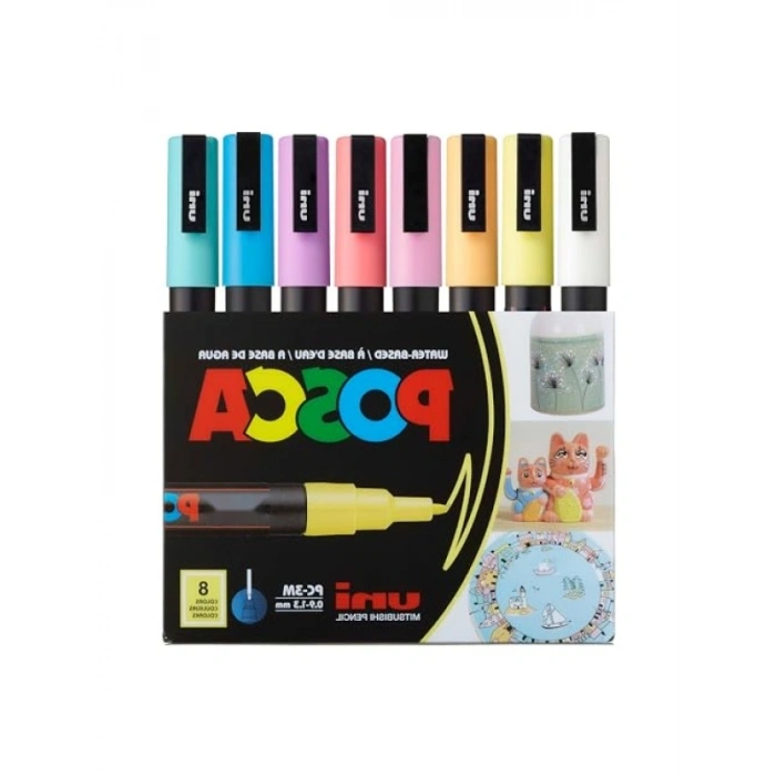 8li Soft Renkli Poster Markörü Seti