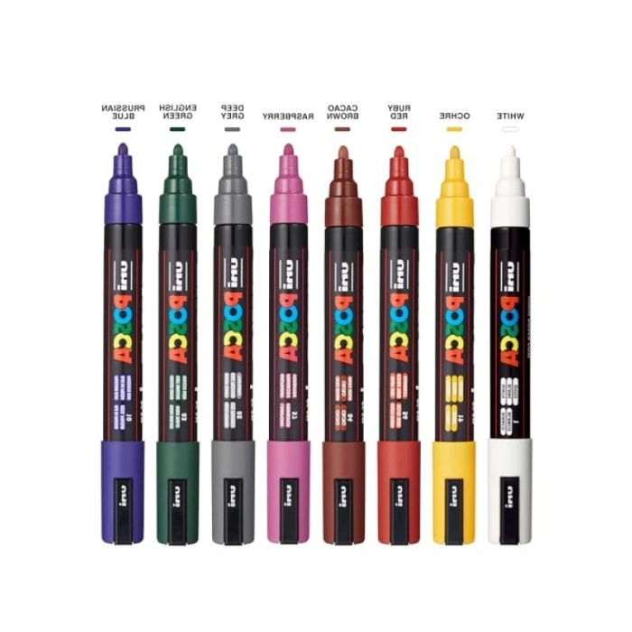 8li Su Bazlı Kalıcı Marker Boya Kalemleri Seti