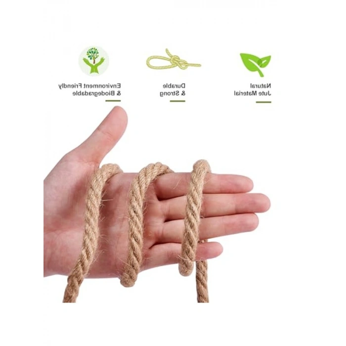 8 mm Kalınlığında 20 m Jüt Halat, Doğal El İşi ve Dekorasyon İçin