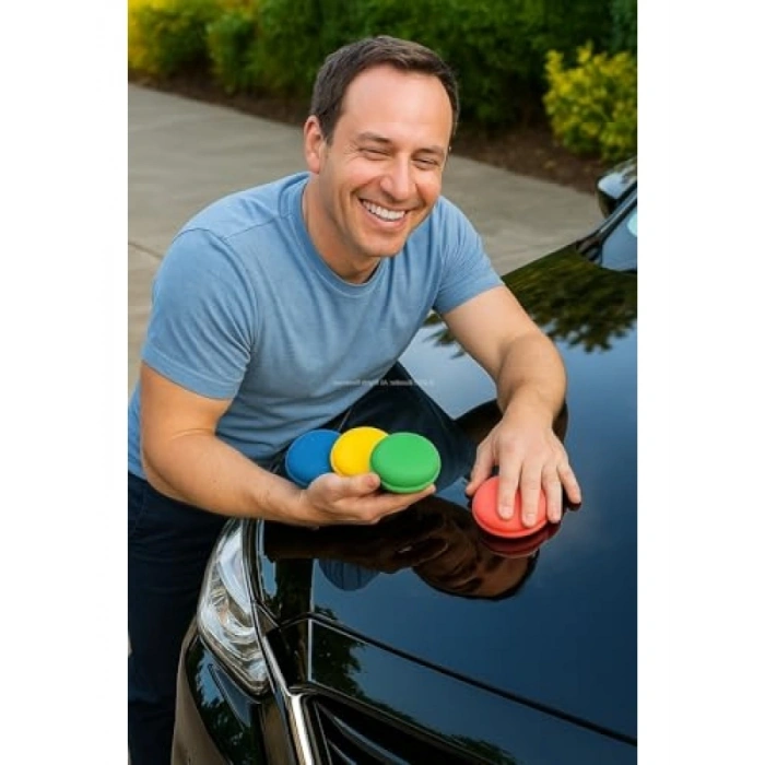 8 Parça Makaron Model Araba Cila Süngeri Seti, 9.5 cm Çaplı