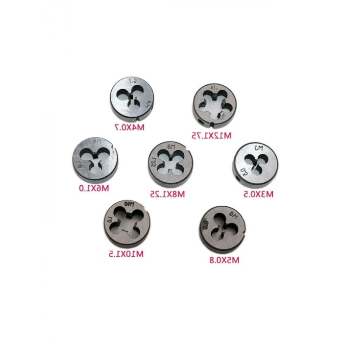 8 Parça Pafta Seti - M3 - M12 Boyutları