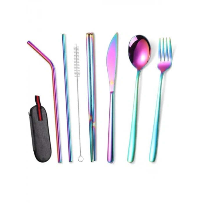 8 Parça Paslanmaz Çelik Yolculuk Seti