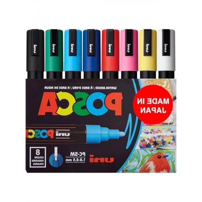 8 Renkli Akrilik Boya Kalemi Seti, Ters Çevrilebilir Uçlar