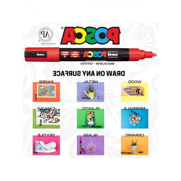 8 Renkli Akrilik Boya Kalemi Seti, Ters Çevrilebilir Uçlar