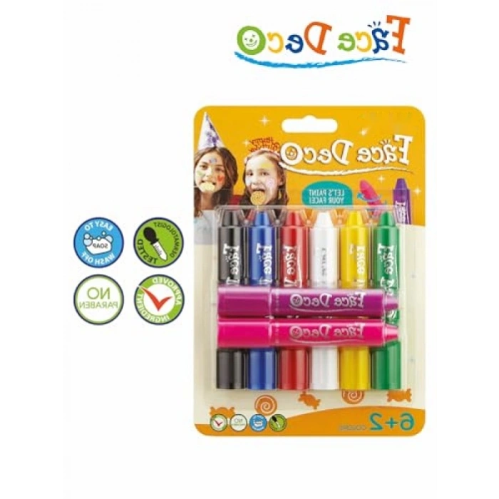 8 Renkli Yüz Boyası Seti