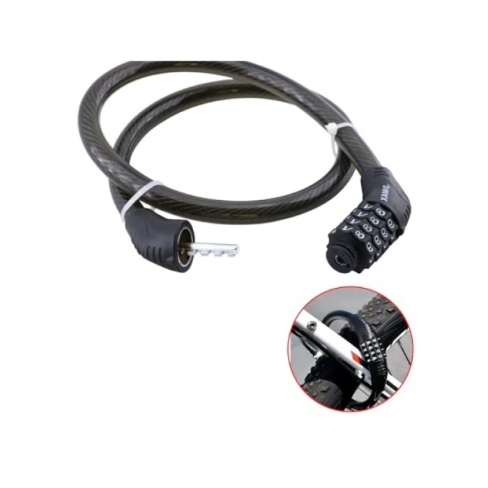 80 cm Çelik Hırsız Önleme Bisiklet Halat Zincir Kilidi - 12 mm Çap
