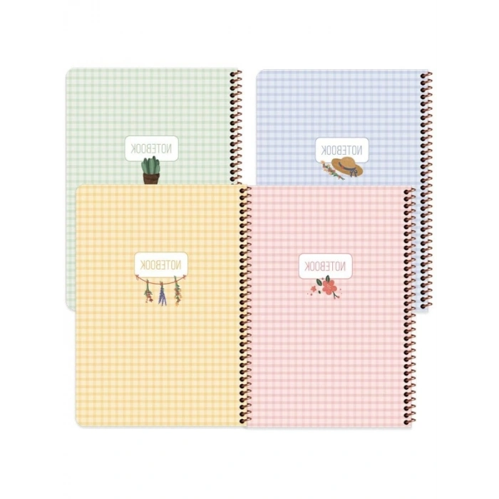 80 Yapraklı Çizgili Karton Kapak Spiral Defter - 16,5x22,5 cm