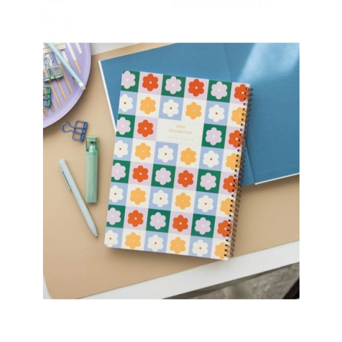 80 Yapraklı Lila Çiçekli A4 Spiralli Okul Defteri Seti (2li)