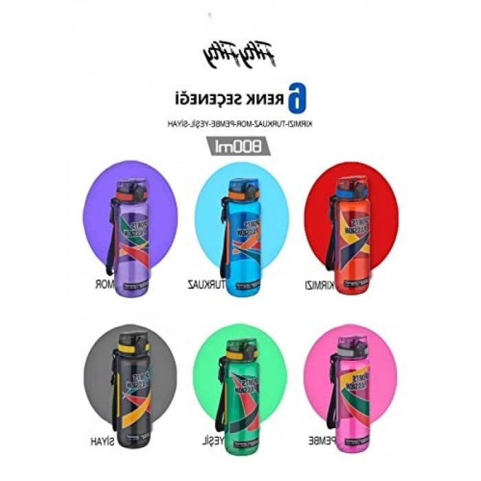 800 ml Kaydırmaz Tutma Özellikli Su Matarası