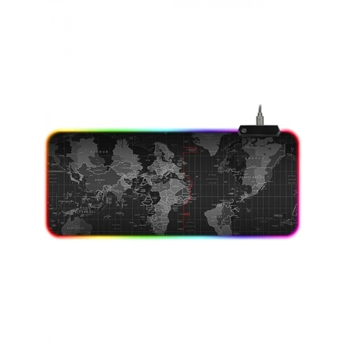 80x30 cm Dünya Desenli RGB LED Işıklı Gaming Mouse Pad, Kaymaz Taban