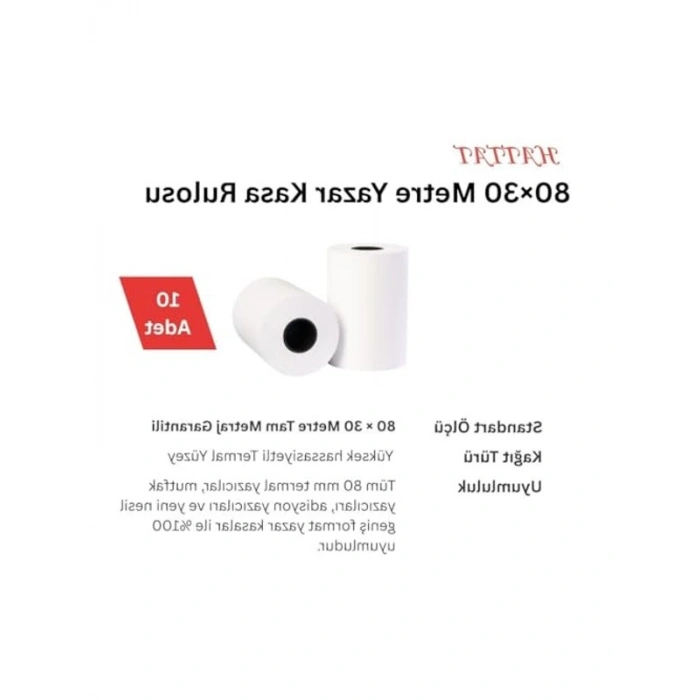 80x30 Termal POS Rulosu, 10 Adet, Net Baskı Garanti