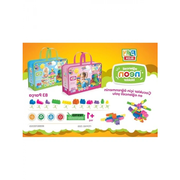 83 Parça Neon Renkli Yapı Blokları Seti, Eğitici Oyun