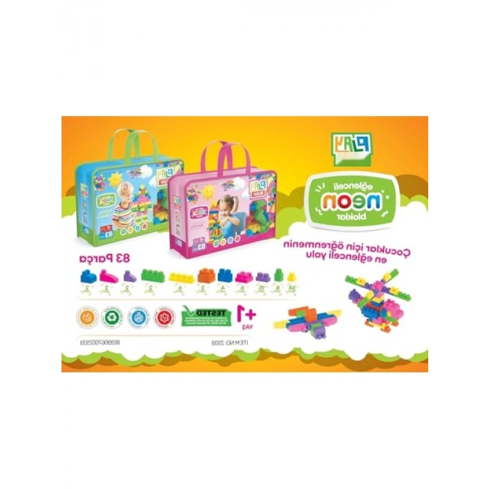 83 Parça Neon Renkli Yapı Blokları Seti, Yaratıcı İnşa Oyuncakları