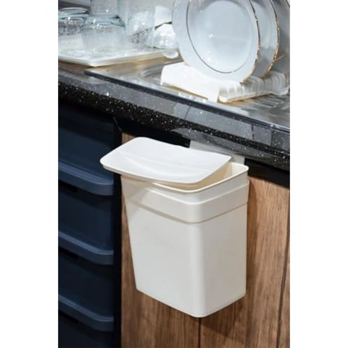 8.5 LT Kapasiteye Sahip Beyaz Askılı Çöp Kutusu