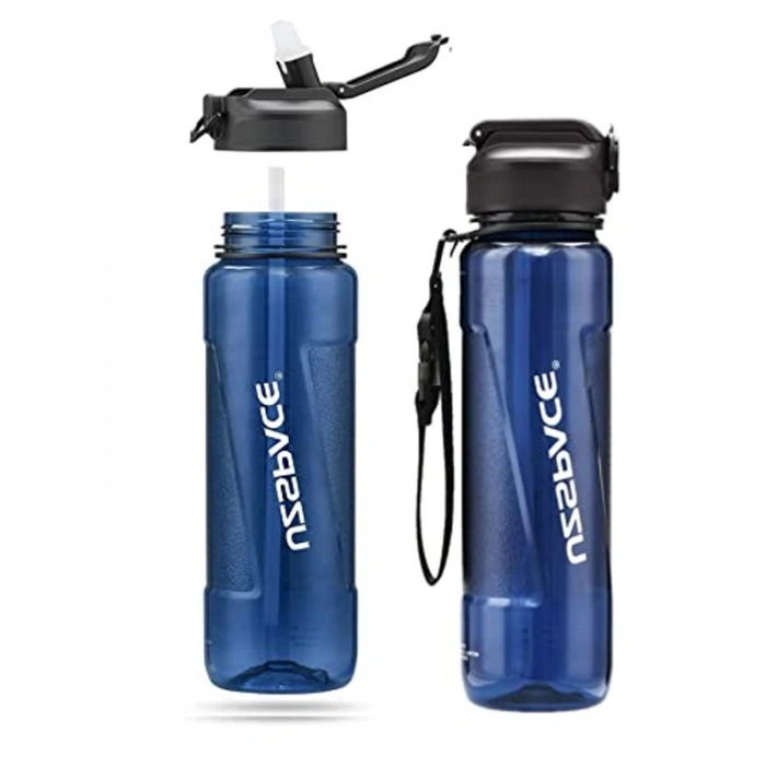 850ml Tritan Su Matarası, Pipetli ve Lacivert Renk