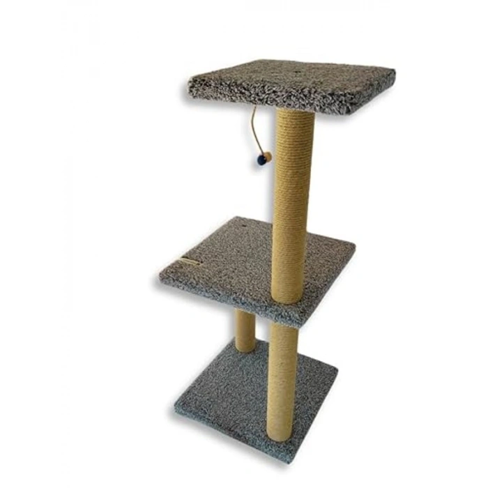 86 cm Yüksekliğinde İki Katlı Gri Kedi Tırmalama Tahtası