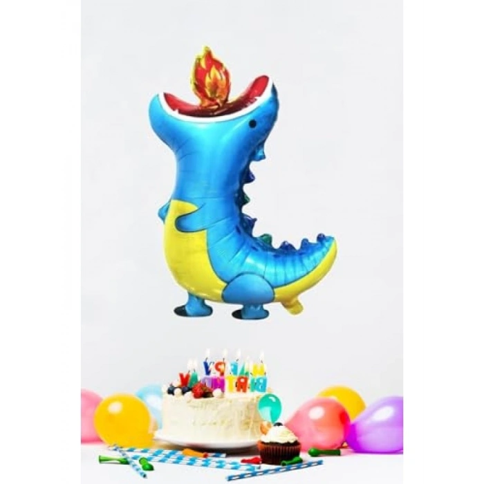 88 cm Boyutunda Mavi Ejderha Folyo Balon
