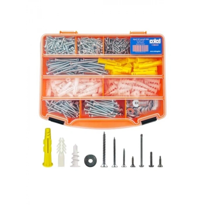 891 Parça Hobi Seti - 12 Çeşit Pul, Vida ve Dübel ile Organizer