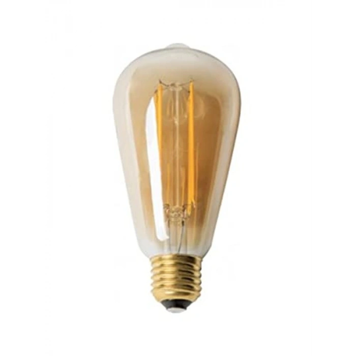 8W Rustik LED Ampul, ST64 E27, Amber Renk, Enerji Sınıfı A