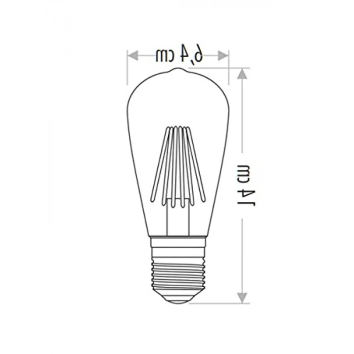 8W Rustik LED Ampul, ST64 E27, Amber Renk, Enerji Sınıfı A