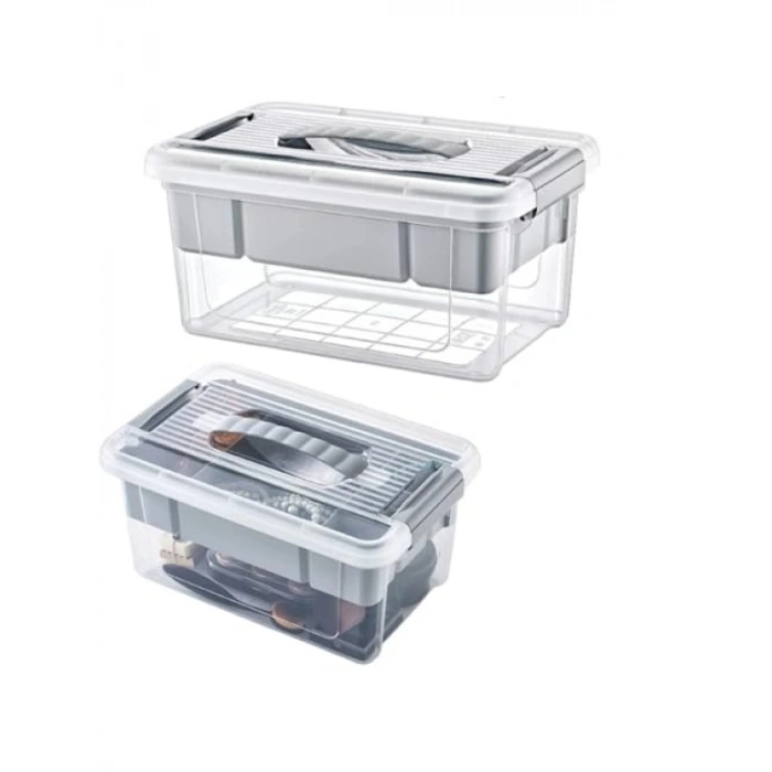 9 Litre Şeffaf Bölmeli Organizer Kutu - Çok Amaçlı Saklama