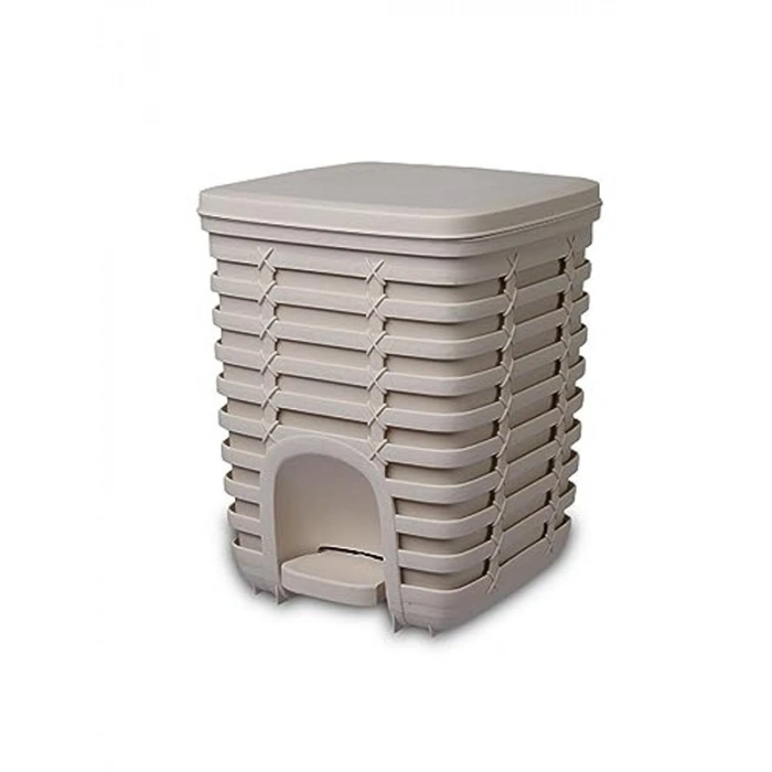 9 Lt Kapasiteli Pedallı Çöp Kovası, Bej Renk