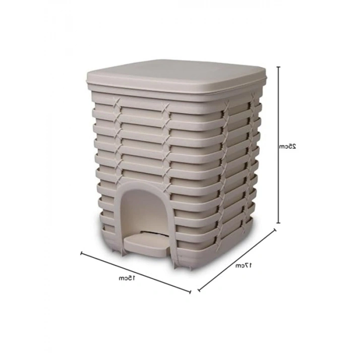 9 Lt Kapasiteli Pedallı Çöp Kovası, Bej Renk