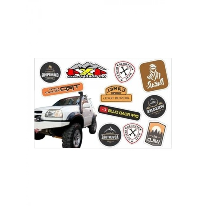 9 Parça Off Road Temalı Çıkartma Seti, Eğlenceli ve Renkli Tasarımlar