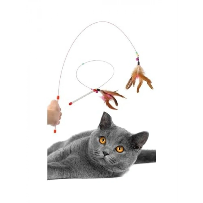 90 cm Uzunlukta Tüylü Kedi Oyun Oltası