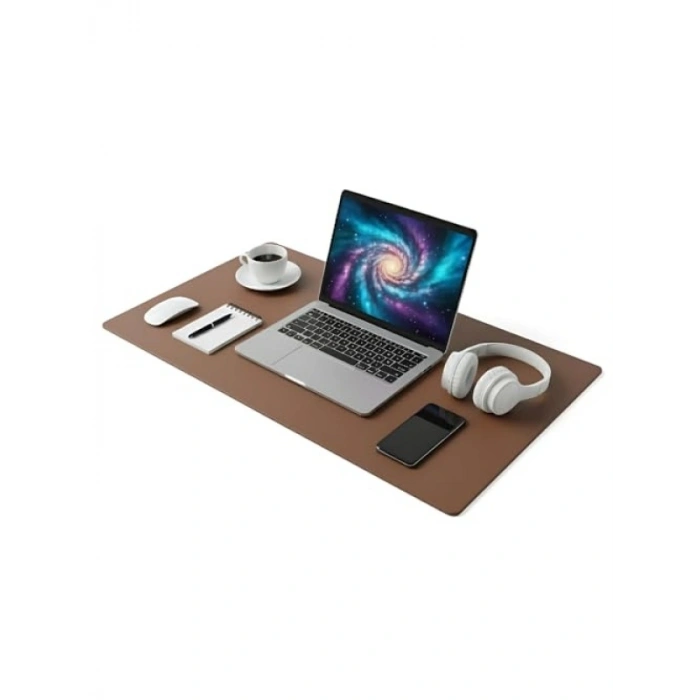 90x40 cm Deri Mouse Pad, Çift Yönlü, Kahverengi
