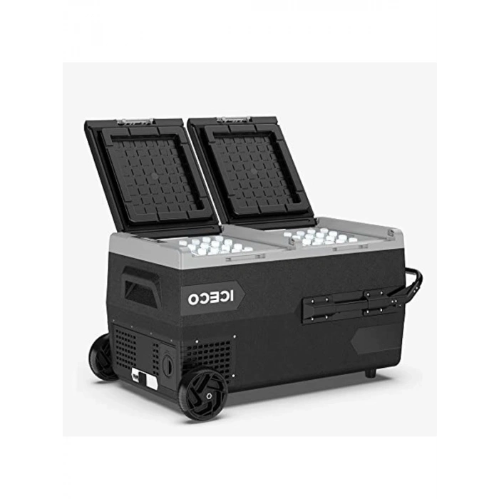95 Litre Kapasiteli Çift Bölmeli Akülü Oto Buzdolabı, 12/24 Volt