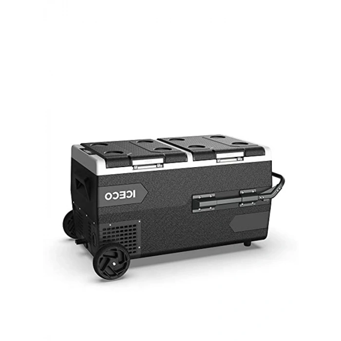 95 Litre Kapasiteli Çift Bölmeli Akülü Oto Buzdolabı, 12/24 Volt