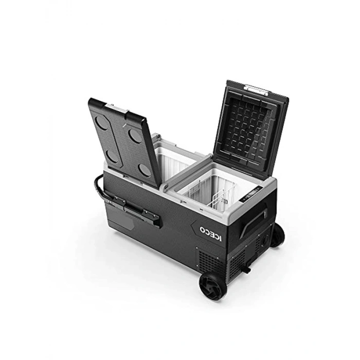 95 Litre Kapasiteli Çift Bölmeli Akülü Oto Buzdolabı, 12/24 Volt