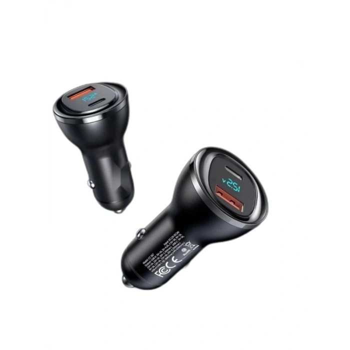 95W Güçlü Araç Çakmak Şarjı - 1xType-C ve 1xUSB Girişi