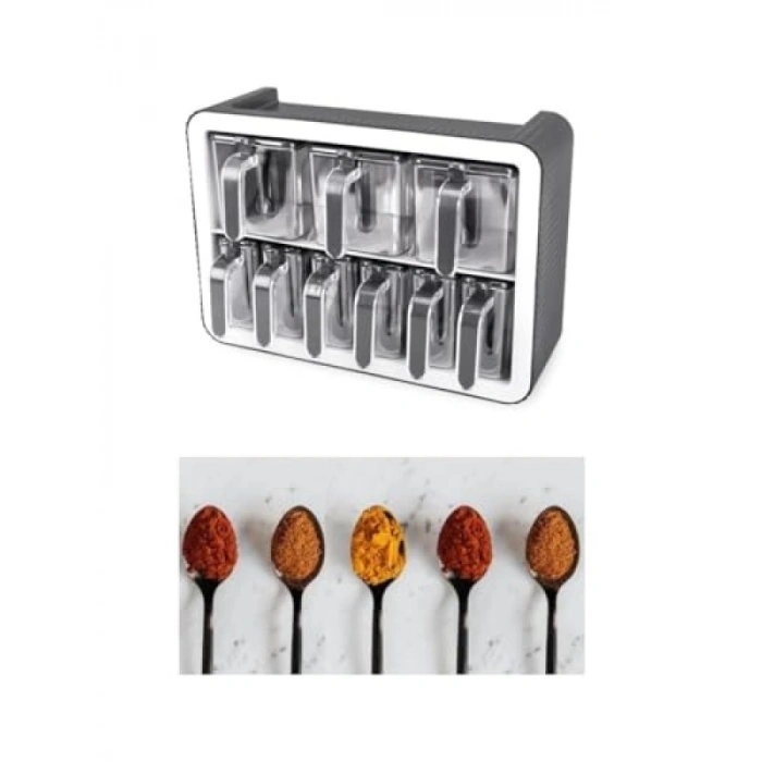 9’lu Standlı Etiketli Kaşıklı Baharatlık Seti