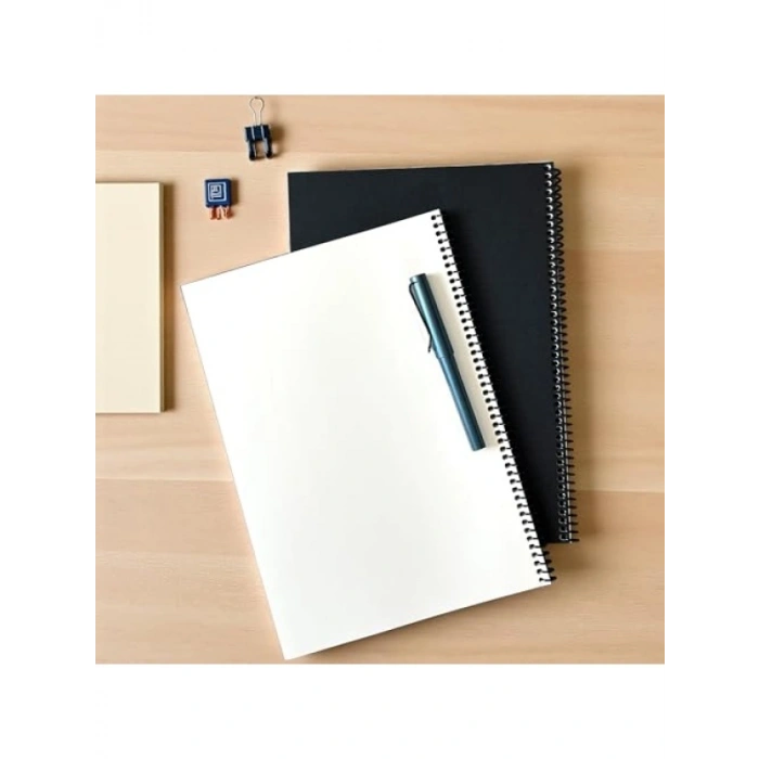 A4 Boyut Çizgisiz Spiralli Not Defteri, 60 Yaprak, Ivory Kağıt