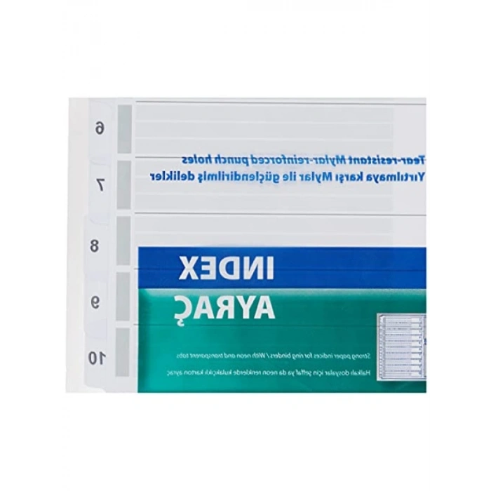 A4 Boyutunda 1-10 Rakam Ayracı, Seffaf