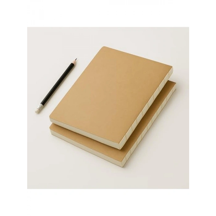 A4 Boyutunda %100 El İşçiliği Kraft Kapaklı Defter, 180 Derece Açılabilir